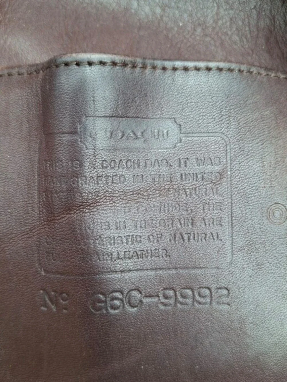Vintage 1996 Coach Dark Brown Leather Classic Handle Backpack Rucksack #9992